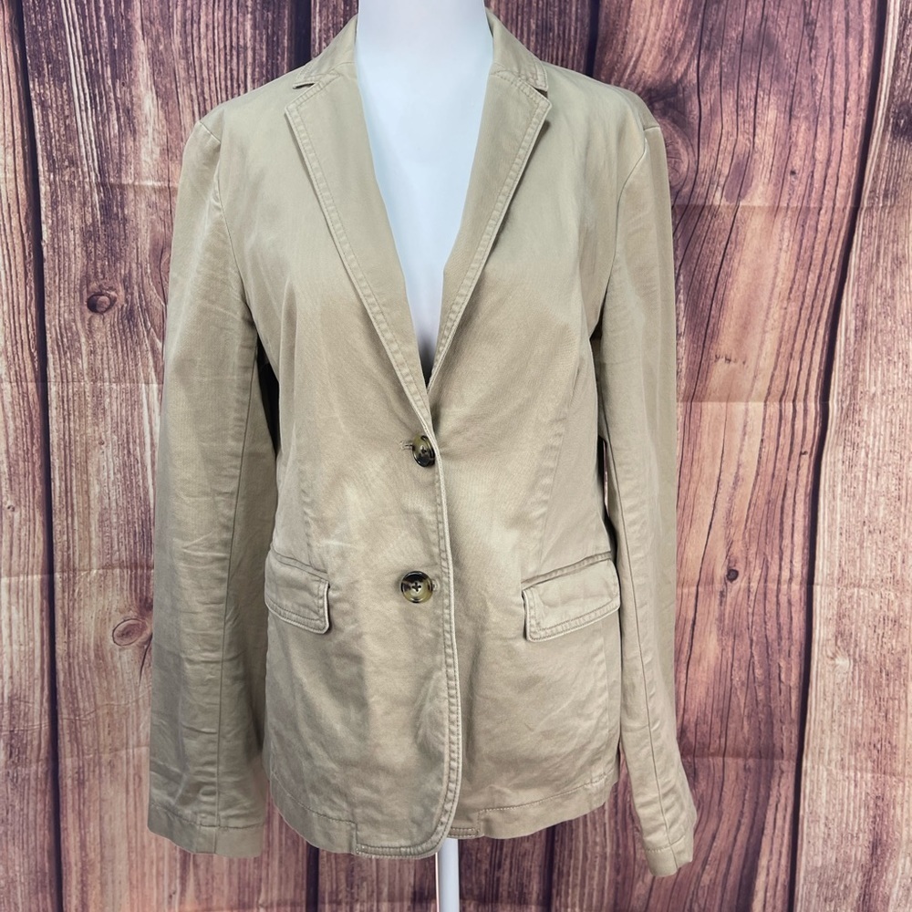 Talbots khaki colored cotton feel blazer jacket women’s size 10